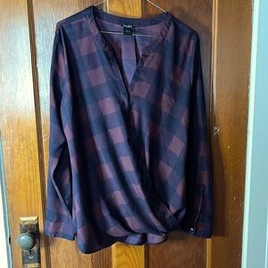 Navy blue and purple plaid blouse from Ann Taylor